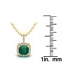 1-1/4 Carat Cushion Shape Emerald Necklaces With Diamond Halo In 14 Karat Yellow Gold, 18 Inch Chain Image-3