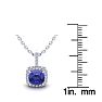 1 Carat Cushion Cut Tanzanite and Halo Diamond Necklace In 14 Karat White Gold, 18 Inches Image-3