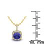 1 Carat Cushion Cut Tanzanite and Halo Diamond Necklace In 14 Karat Yellow Gold, 18 Inches Image-3