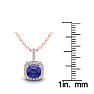 1 Carat Cushion Cut Tanzanite and Halo Diamond Necklace In 14 Karat Rose Gold, 18 Inches Image-3