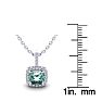 1 Carat Cushion Cut Green Amethyst and Halo Diamond Necklace In 14 Karat White Gold, 18 Inches Image-3