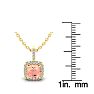 1 Carat Cushion Shape Morganite Necklace with Diamond Halo In 14 Karat Yellow Gold With 18 Inch Chain Image-3
