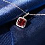 1 1/2 Carat Cushion Cut Ruby and Halo Diamond Necklace In 14 Karat White Gold, 18 Inches Image-5