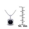 1 1/4 Carat Cushion Cut Sapphire and Halo Diamond Necklace In 14 Karat White Gold, 18 Inches Image-3