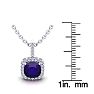 1 3/4 Carat Cushion Cut Amethyst and Halo Diamond Necklace In 14 Karat White Gold, 18 Inches Image-3