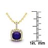 1 3/4 Carat Cushion Cut Amethyst and Halo Diamond Necklace In 14 Karat Yellow Gold, 18 Inches Image-3