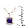 1 3/4 Carat Cushion Cut Amethyst and Halo Diamond Necklace In 14 Karat Rose Gold, 18 Inches Image-3