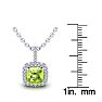 1 3/4 Carat Cushion Cut Peridot and Halo Diamond Necklace In 14 Karat White Gold, 18 Inches Image-3