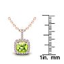 1 3/4 Carat Cushion Cut Peridot and Halo Diamond Necklace In 14 Karat Rose Gold, 18 Inches Image-3