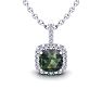 2 Carat Cushion Shape Mystic Topaz Necklace and Diamond Halo In 14 Karat White Gold, 18 Inches Image-1