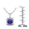 1 3/4 Carat Cushion Cut Tanzanite and Halo Diamond Necklace In 14 Karat White Gold, 18 Inches Image-3