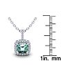 1 1/2 Carat Cushion Cut Green Amethyst and Halo Diamond Necklace In 14 Karat White Gold, 18 Inches Image-3
