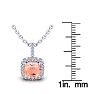 2 Carat Cushion Shape Morganite Necklace with Diamond Halo In 14 Karat White Gold With 18 Inch Chain Image-3