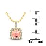 2 Carat Cushion Shape Morganite Necklace with Diamond Halo In 14 Karat Yellow Gold With 18 Inch Chain Image-3