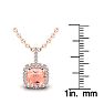 2 Carat Cushion Shape Morganite Necklace with Diamond Halo In 14 Karat Rose Gold With 18 Inch Chain Image-3