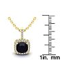 2 Carat Cushion Cut Sapphire and Halo Diamond Necklace In 14 Karat Yellow Gold, 18 Inches Image-3