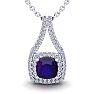 1 Carat Cushion Cut Amethyst and Double Halo Diamond Necklace In 14 Karat White Gold, 18 Inches Image-1