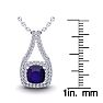 1 Carat Cushion Cut Amethyst and Double Halo Diamond Necklace In 14 Karat White Gold, 18 Inches Image-3