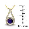1 Carat Cushion Cut Amethyst and Double Halo Diamond Necklace In 14 Karat Yellow Gold, 18 Inches Image-3
