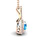 1 1/2 Carat Cushion Cut Blue Topaz and Double Halo Diamond Necklace In 14 Karat Rose Gold, 18 Inches Image-2