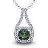 1-1/3 Carat Cushion Shape Mystic Topaz Necklace With Double Diamond Halo In 14 Karat White Gold, 18 Inches Image-1