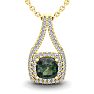 1-1/3 Carat Cushion Shape Mystic Topaz Necklace With Double Diamond Halo In 14 Karat Yellow Gold, 18 Inches Image-1