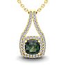 1-1/3 Carat Cushion Shape Mystic Topaz Necklace With Double Diamond Halo In 14 Karat Yellow Gold, 18 Inches Image-1