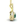 1-1/2 Carat Cushion Shape Emerald Necklaces With Double Halo Diamonds In 14 Karat Yellow Gold, 18 Inch Chain Image-2