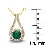1-1/2 Carat Cushion Shape Emerald Necklaces With Double Halo Diamonds In 14 Karat Yellow Gold, 18 Inch Chain Image-3
