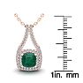 1-1/2 Carat Cushion Shape Emerald Necklaces With Double Halo Diamonds In 14 Karat Rose Gold, 18 Inch Chain Image-3