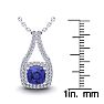 1 1/3 Carat Cushion Cut Tanzanite and Double Halo Diamond Necklace In 14 Karat White Gold, 18 Inches Image-3