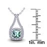 1 Carat Cushion Cut Green Amethyst and Double Halo Diamond Necklace In 14 Karat White Gold, 18 Inches Image-3