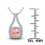 1-1/4 Carat Cushion Shape Morganite Necklace and Double Diamond Halo In 14 Karat White Gold With 18 Inch Chain Image-3