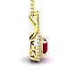 1 2/3 Carat Cushion Cut Ruby and Double Halo Diamond Necklace In 14 Karat Yellow Gold, 18 Inches Image-2