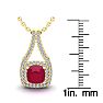 1 2/3 Carat Cushion Cut Ruby and Double Halo Diamond Necklace In 14 Karat Yellow Gold, 18 Inches Image-3