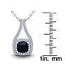 1 1/3 Carat Cushion Cut Sapphire and Double Halo Diamond Necklace In 14 Karat White Gold, 18 Inches Image-3