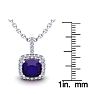 2 1/2 Carat Cushion Cut Amethyst and Halo Diamond Necklace In 14 Karat White Gold, 18 Inches Image-3
