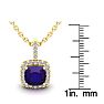 2 1/2 Carat Cushion Cut Amethyst and Halo Diamond Necklace In 14 Karat Yellow Gold, 18 Inches Image-3