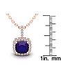 2 1/2 Carat Cushion Cut Amethyst and Halo Diamond Necklace In 14 Karat Rose Gold, 18 Inches Image-3