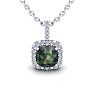 2-1/2 Carat Cushion Shape Mystic Topaz Necklace With Diamond Halo In 14 Karat White Gold, 18 Inches Image-1