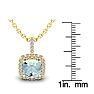 Aquamarine Necklace: Aquamarine Jewelry: 2 1/2 Carat Cushion Cut Aquamarine and Halo Diamond Necklace In 14 Karat Yellow Gold, 18 Inches Image-3