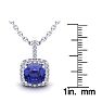 3 Carat Cushion Cut Tanzanite and Halo Diamond Necklace In 14 Karat White Gold, 18 Inches Image-3