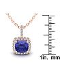 3 Carat Cushion Cut Tanzanite and Halo Diamond Necklace In 14 Karat Rose Gold, 18 Inches Image-3