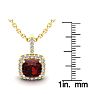 Garnet Necklace: Garnet Jewelry: 3 1/2 Carat Cushion Cut Garnet and Halo Diamond Necklace In 14 Karat Yellow Gold, 18 Inches Image-3