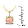 3-1/2 Carat Cushion Shape Morganite with Diamond Halo In 14 Karat Yellow Gold With 18 Inch Chain Image-3
