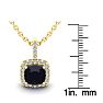 3 1/2 Carat Cushion Cut Sapphire and Halo Diamond Necklace In 14 Karat Yellow Gold, 18 Inches Image-3