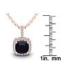 3 1/2 Carat Cushion Cut Sapphire and Halo Diamond Necklace In 14 Karat Rose Gold, 18 Inches Image-3