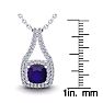 2 Carat Cushion Cut Amethyst and Double Halo Diamond Necklace In 14 Karat White Gold, 18 Inches Image-3