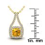 2 Carat Cushion Cut Citrine and Double Halo Diamond Necklace In 14 Karat Yellow Gold, 18 Inches
 Image-3