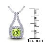 2 Carat Cushion Cut Peridot and Double Halo Diamond Necklace In 14 Karat White Gold, 18 Inches Image-3